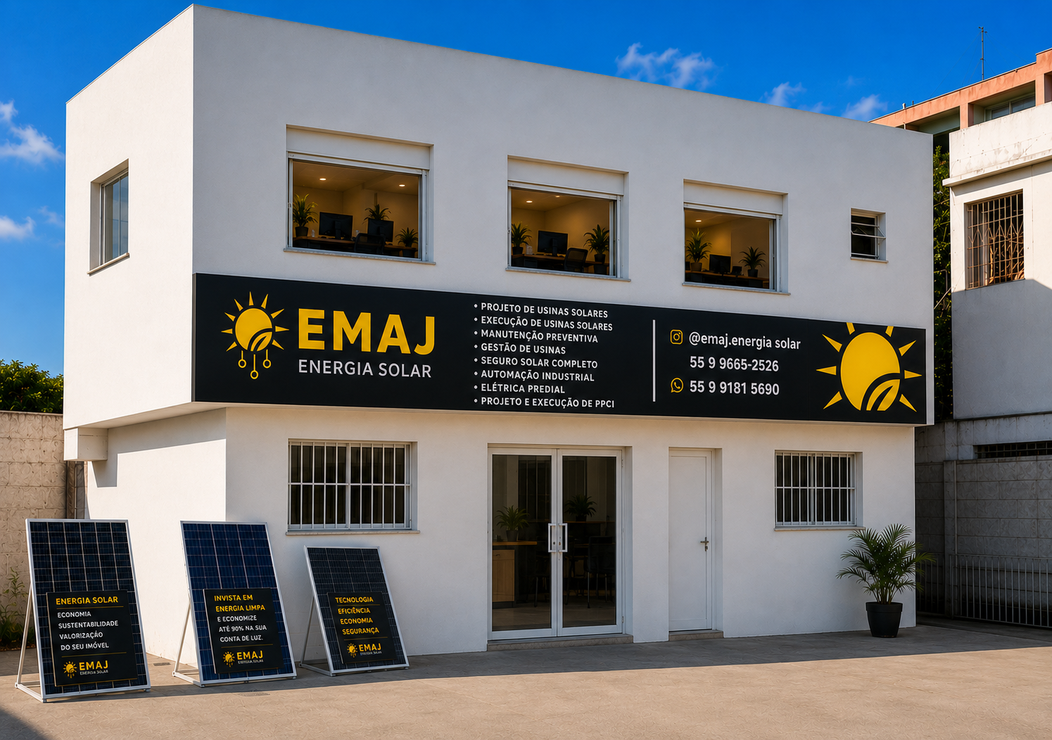 Fachada da EMAJ Energia Solar em Santa Maria